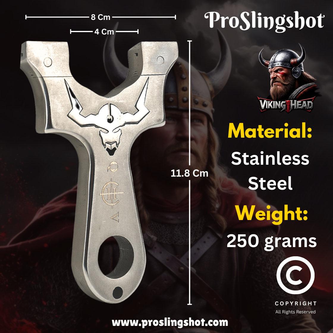 Viking Head Stainless Steel Slingshot